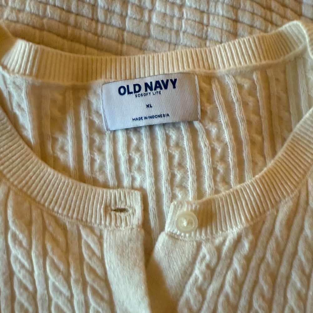 Old Navy Cream Cable Knit Button-Front Cardigan - Picture 2 of 3
